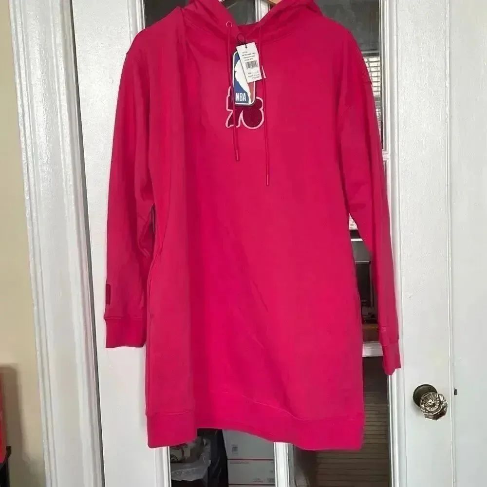 New women pro standard luxury Philadelphia 76ers pink hooded sweatshirt dress L